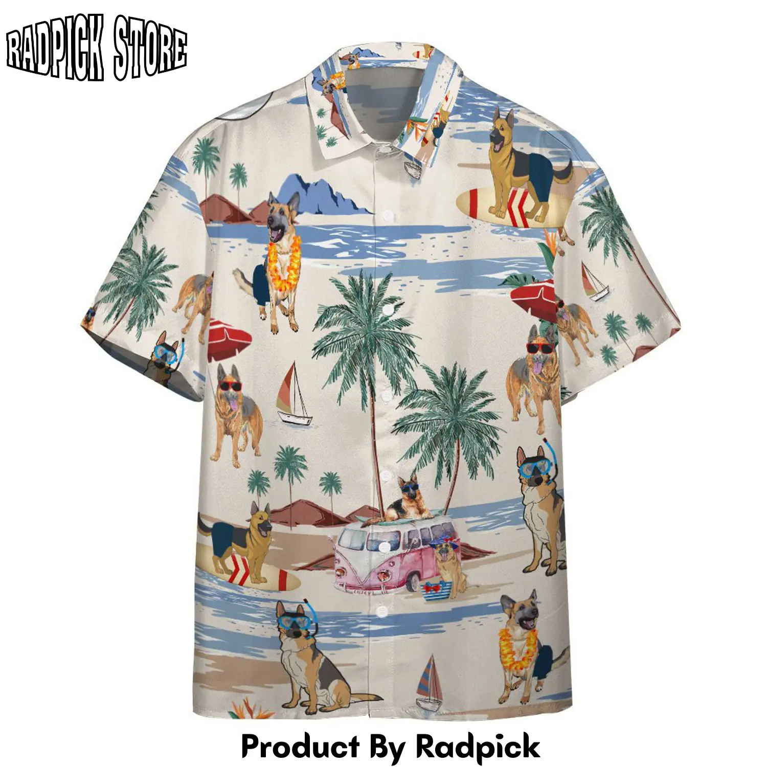 Radpick 3d german shepherd summer beach retro custom hawaiian shirt rp292778